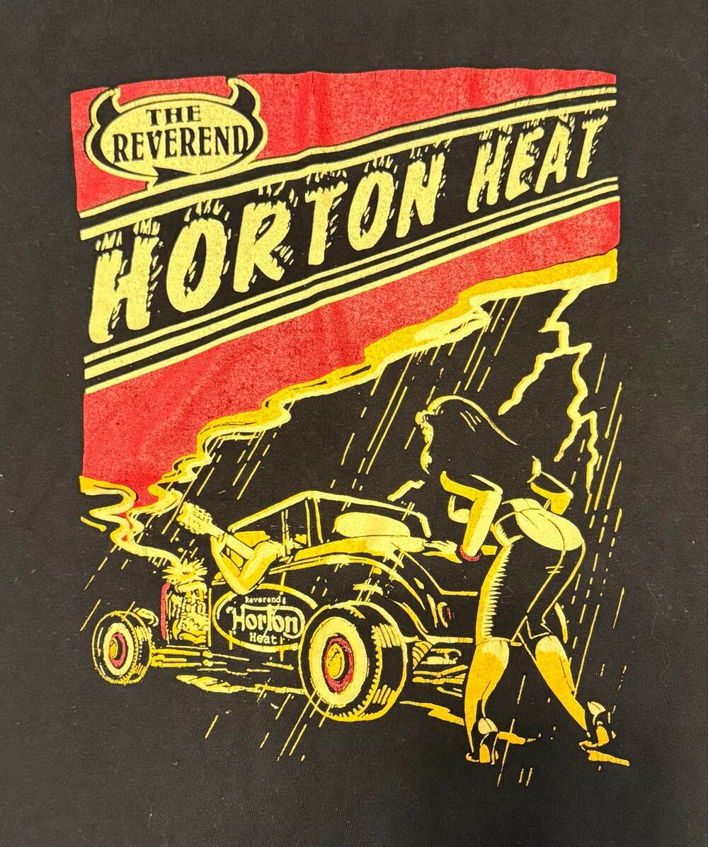 Vintage Reverend Horton Heat T Shirt Mens L Black Hot Rod Pinup Anvil
